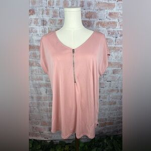 Pink Zippered Women's Top